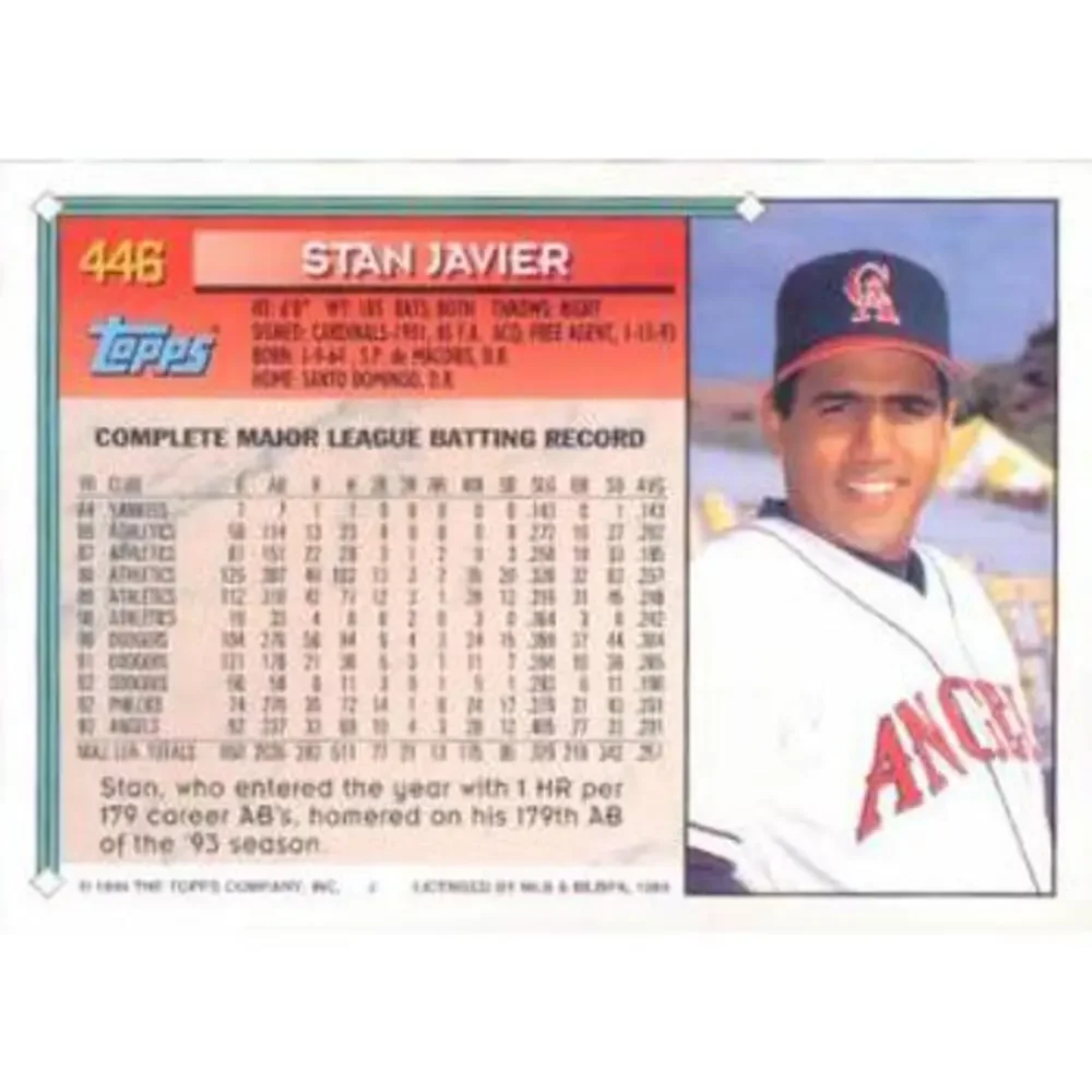 1994 Topps Stan Javier # 446 California Angels